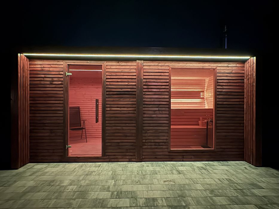 Sauna Ogrodowa Finska Przedsionek Piec Na Drewno 500cmx240cm