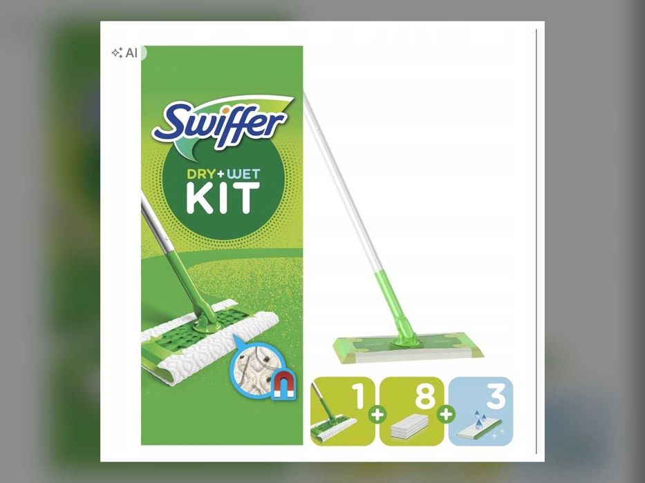 Nowy Mop Swiffer Zestaw Startowy 11 Wkładów 8 Suchych 3 Mokre