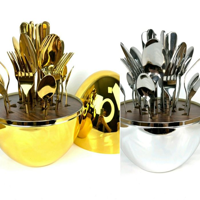 Столові прибори набір на 6 персон із нержавіючої сталі в "яйці".