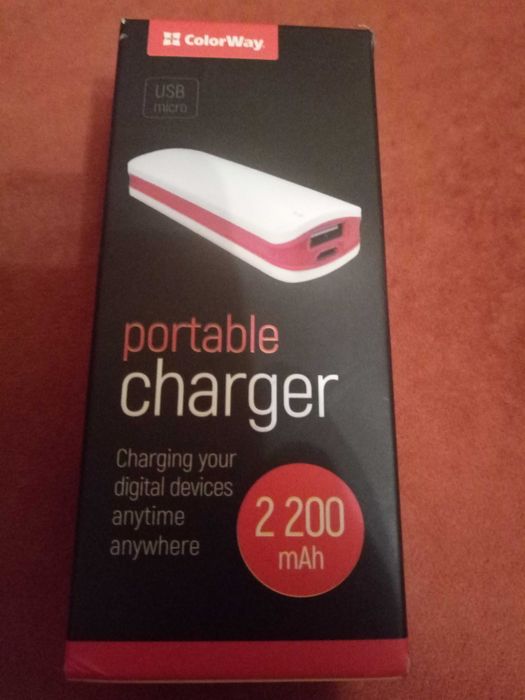 Портативный аккумулятор ColorWay 2200mAh White/Red (CW-PB022LIB1RD)