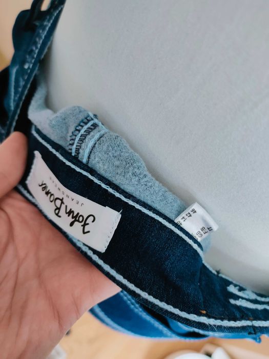 NOWE niebieskie spodnie jeans dzwony 7/8 wysoki stan r. 40 L John Baner