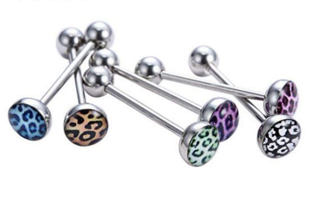 Пірсинг язика сережка штанга в язик в сосок акрил мед.сталь