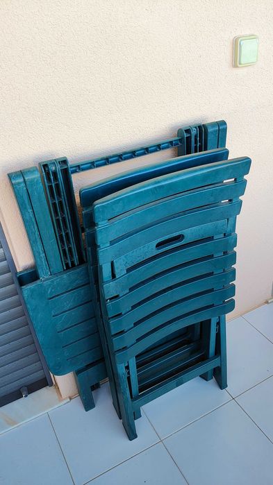 Conjunto bistrô para jardim 3 peças plástico verde