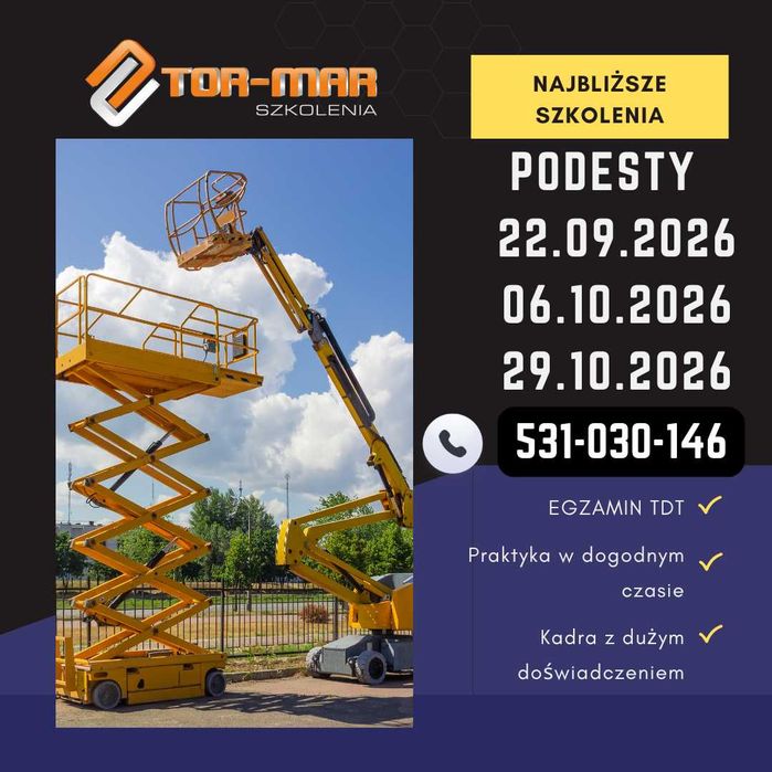 Kurs / Szkolenie / Podest / Wózek / Hds / Suwnica / Koparka / Kop-ład / Ładowarka