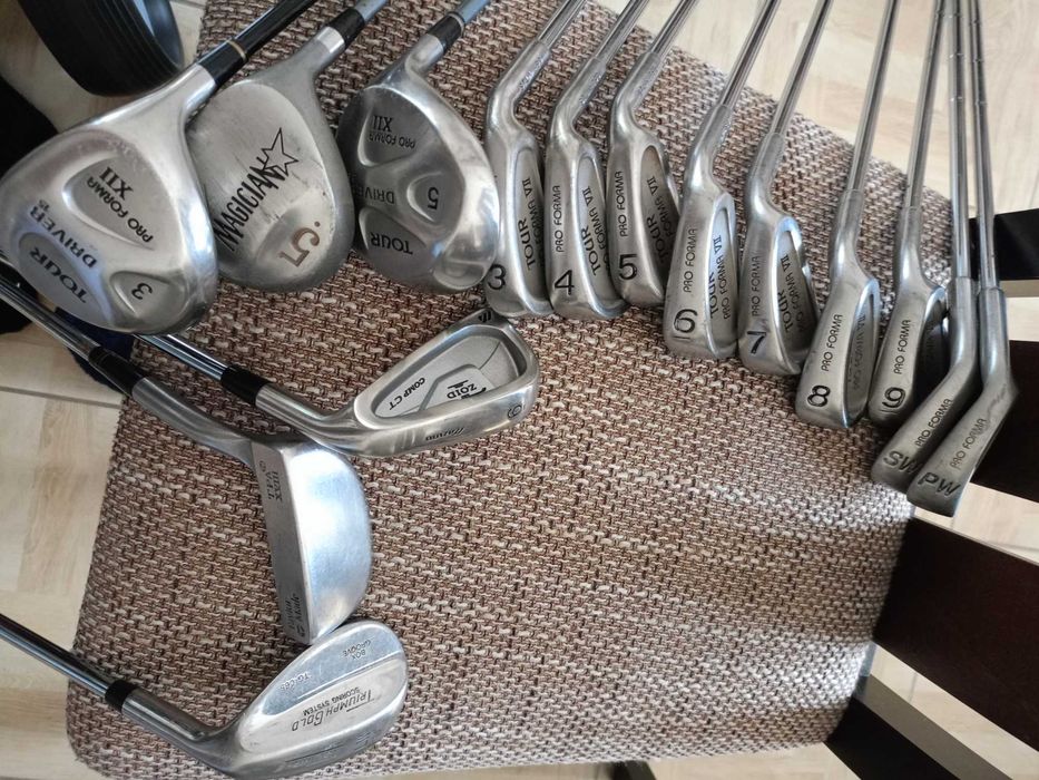 Kije Golfowe 15 sztuk z Wózkiem, Torba i Pokrowcami
