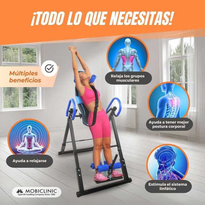 Inversion table, Foldable, 180° tilt, Up to 120 kg