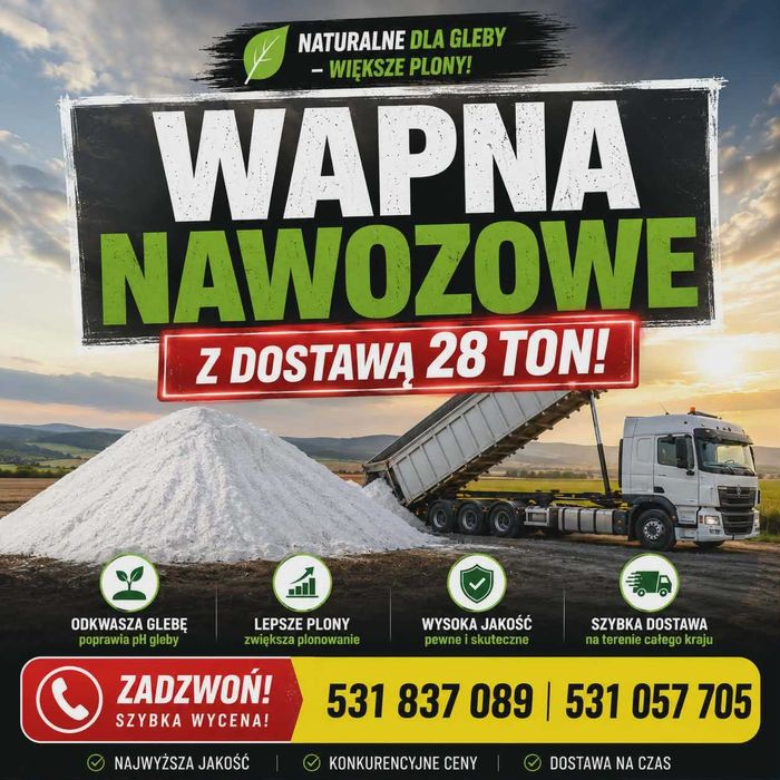 Wapno Nawozowe Magnezowe, Węglanowe, Kreda -SUCHE!! PROSTO Z KOPALNI!!