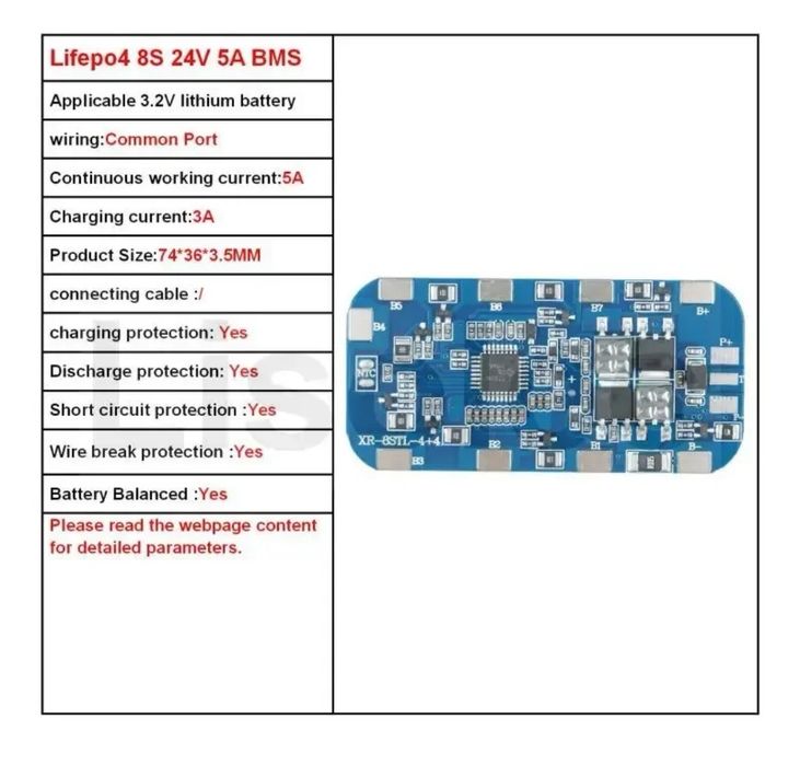 Lifepo4 8s 8S 24V 5A BMS