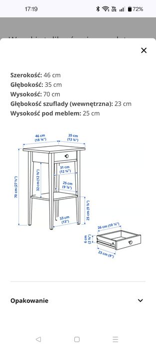 Stolik nocny Ikea Hemnes