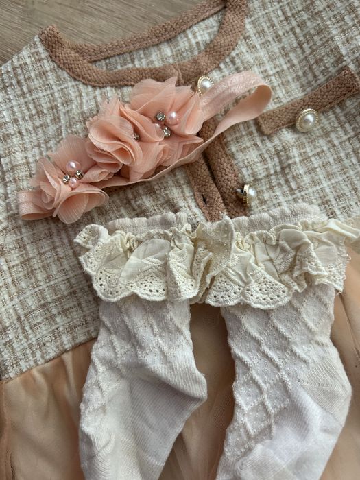 Набір сукня, повʼязка і носочки 86 см