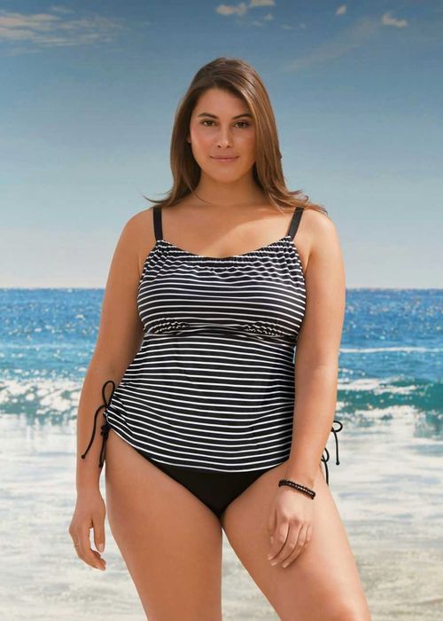 B.P.C tankini czarno-białe w paski 38.