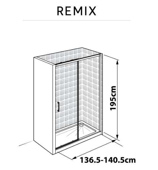 Porta de duche transparente cromado 140x195 cm Sensea Remix - NOVA