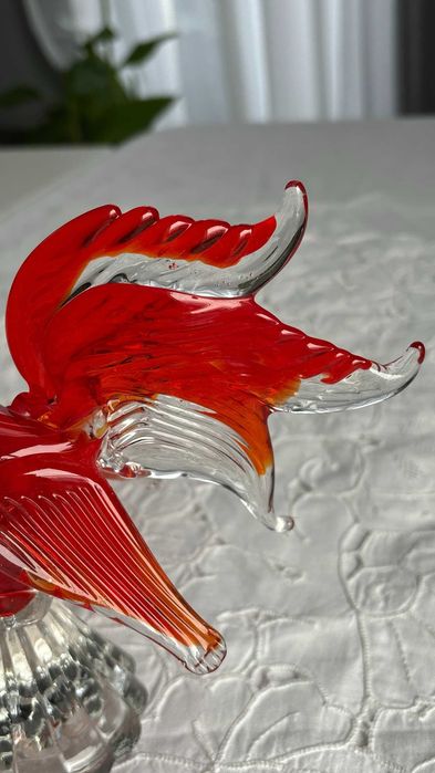 Figurka kogut szkło murano czerwone 21 cm