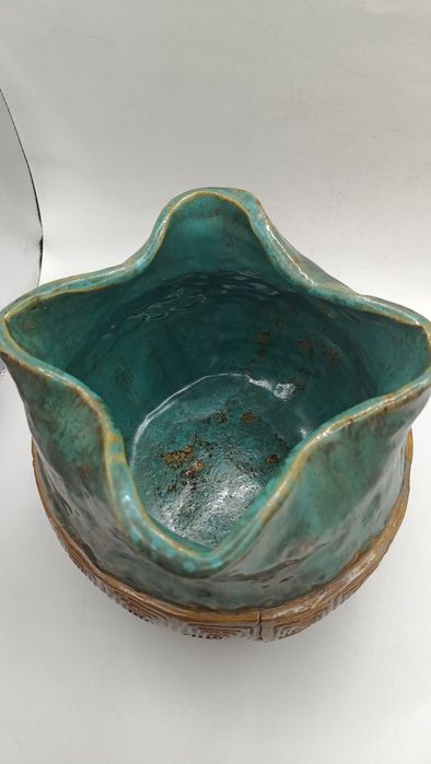 Ceramiczny wazon artystyczny szmaragdowy