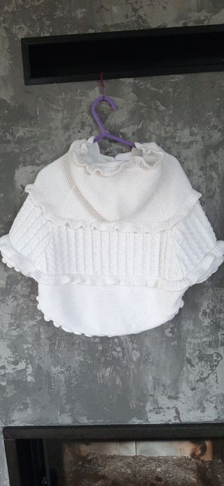 Ponczo ciepłe na chrzest, rozm 80, stan bdb