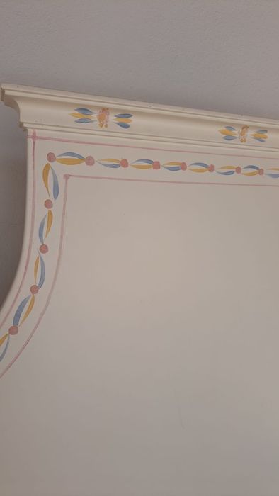 Cama Individual Alentejana em madeira maciça pintada à mão + colchão Molaflex 190x100