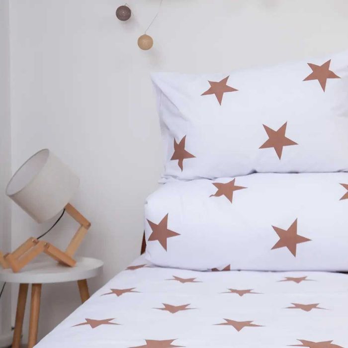 Постільна білизна односпальна підліткова Зірки (шоколадні), 50x70