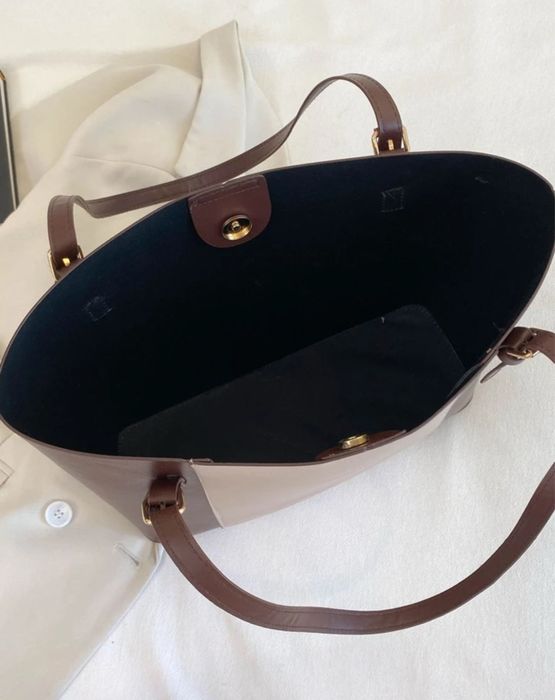 Nowa brązowa torba shopperka duża modna brązowa torba