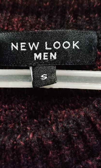 New Look Men Sweter męski czarno-bordowy r.S