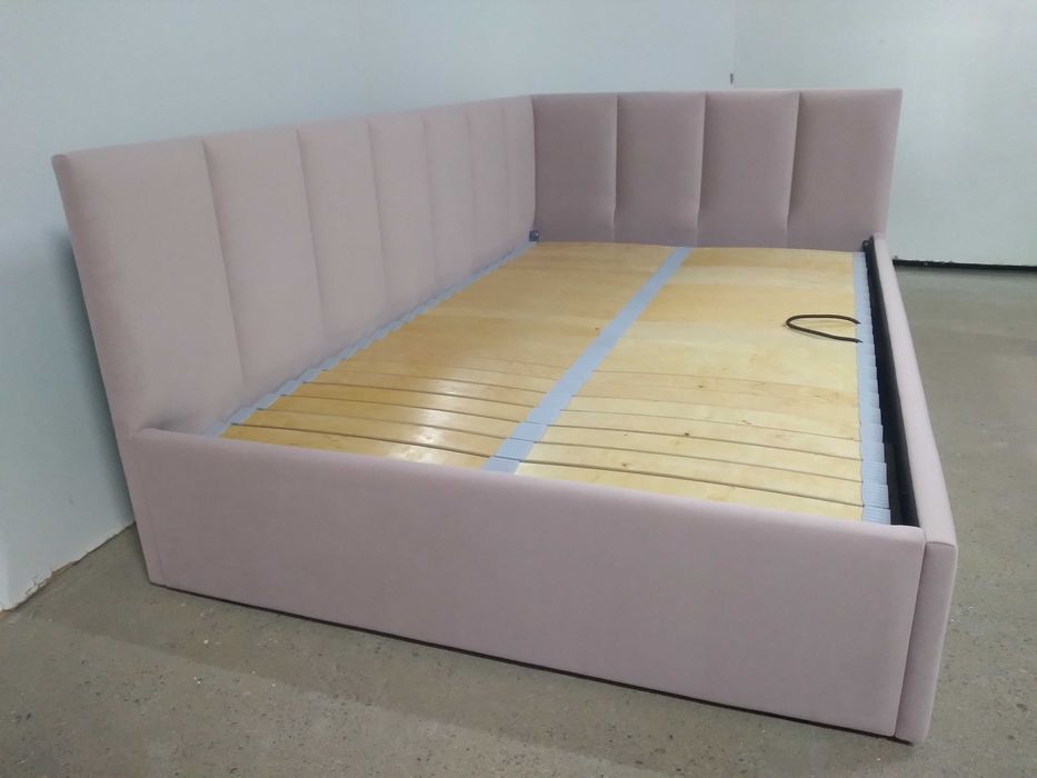 PROMOCJA Łóżko Tapicerowane MłodzieżoweNarożne StelażMetalowyPojemnik