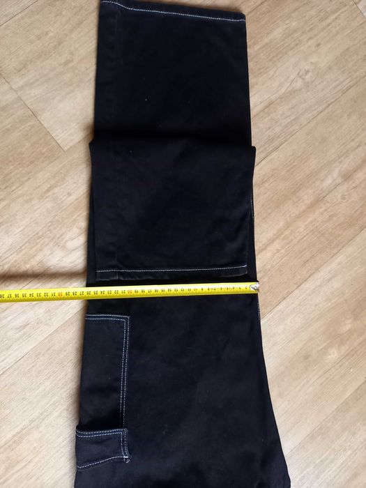 Bershka cargo bojówki wysoki stan czarne denim 40 L 38 M
