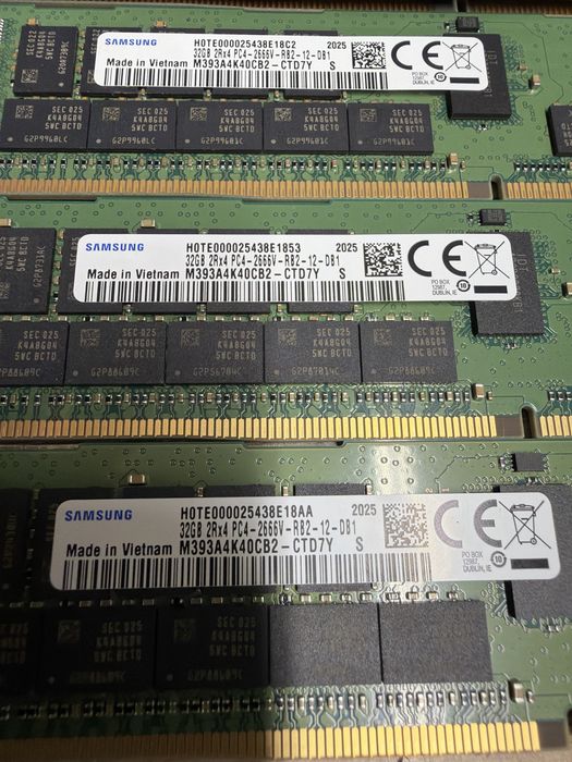 ОЗУ 32gb 2666V для серверів та X99, REG ECC Samsung M393A4K40CB2-CTD7Y