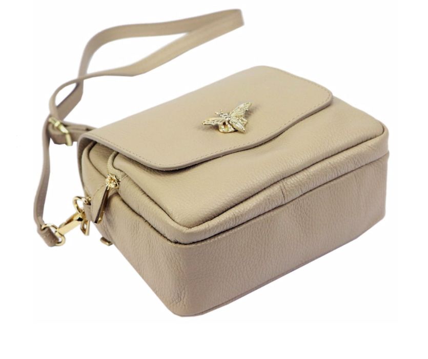 torebka listonoszka skóra naturalna beżowy