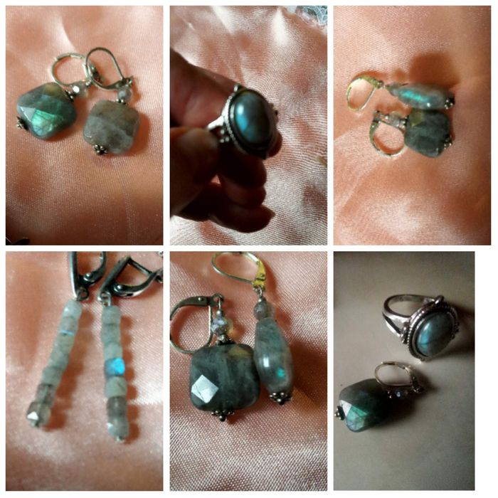 Серьги с натуральным лабрадоритом