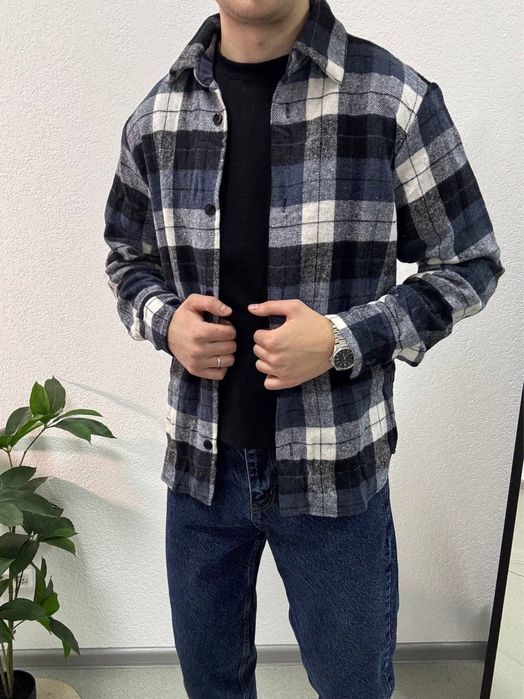 ТОП! Чоловіча тепла  фланелева сорочка в клітинку