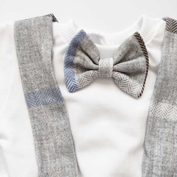 Elegancki szary KOMPLET szorty body, letni garnitur niebieska krata 74