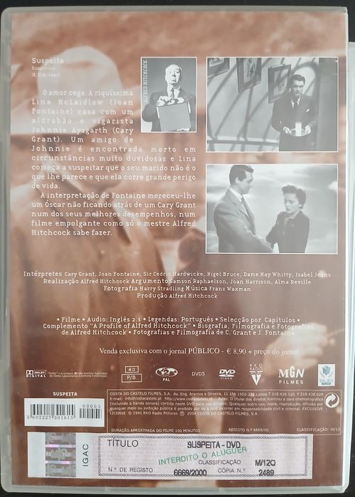 DVD Suspeita de Alfred Hitchcock