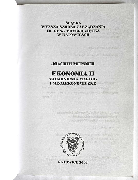 Ekonomia II. Zagadnienia MAKRO I MEGAEKONOMICZNE - Joachim Meisner