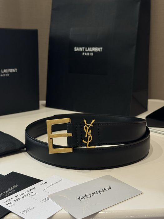Ремінь yves saint laurent чорний шкіряний ysl ремень