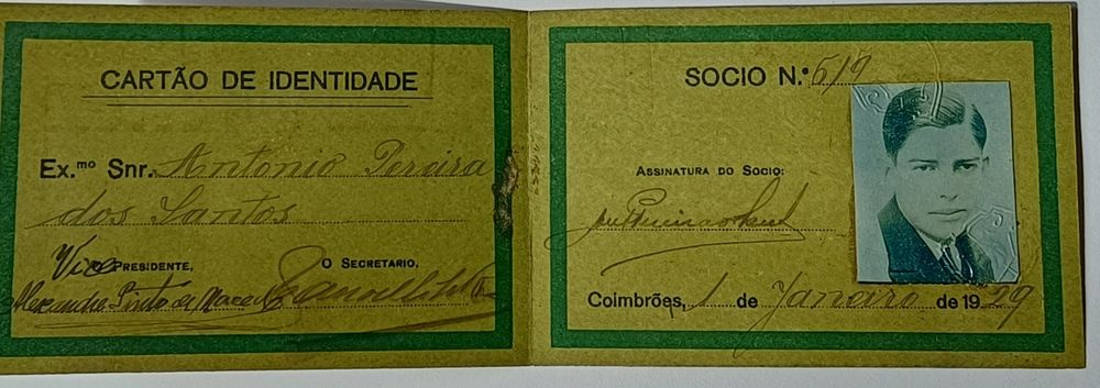 Coimbrões Ano 1929 Cartão de Sócio Raro