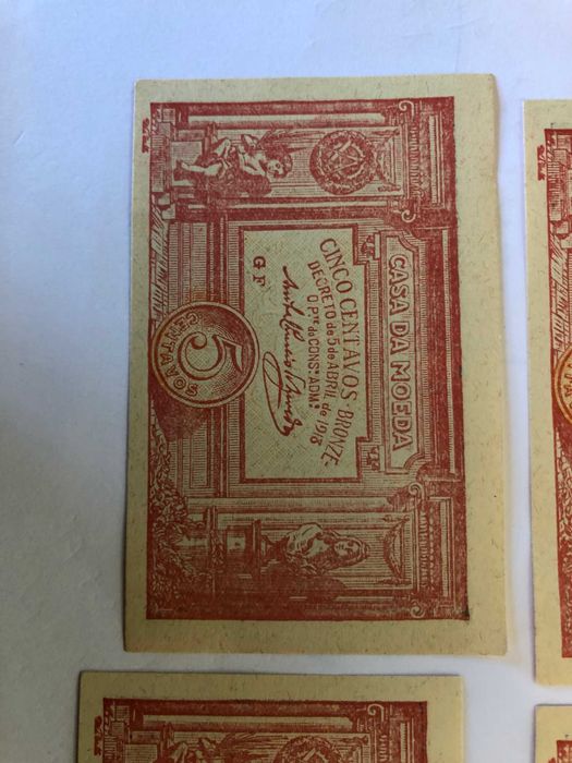 Cinco Cédulas Portugal 1918