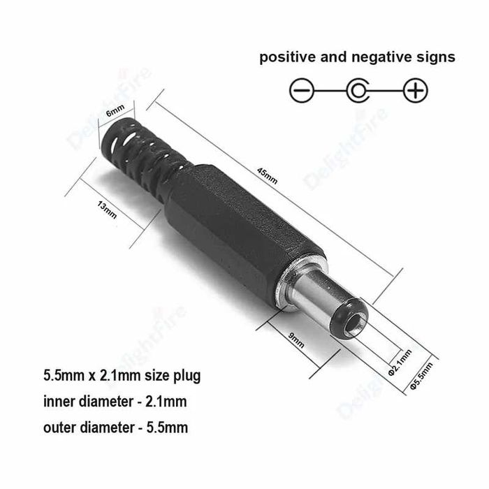 conector macho e fêmea de energia DC 12V/24V