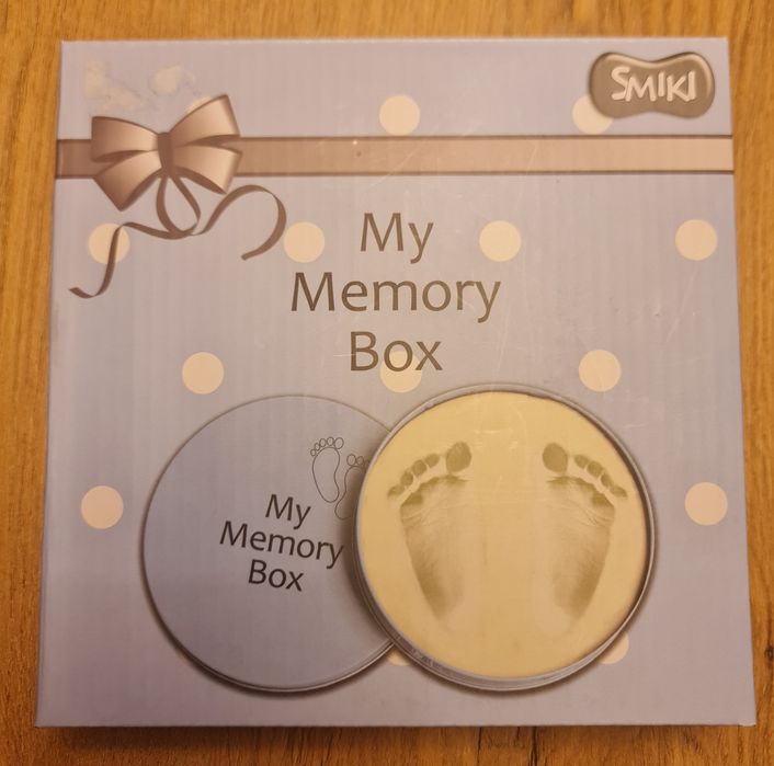 Memory box glinka odcisk stópki rączki bobasa Smiki