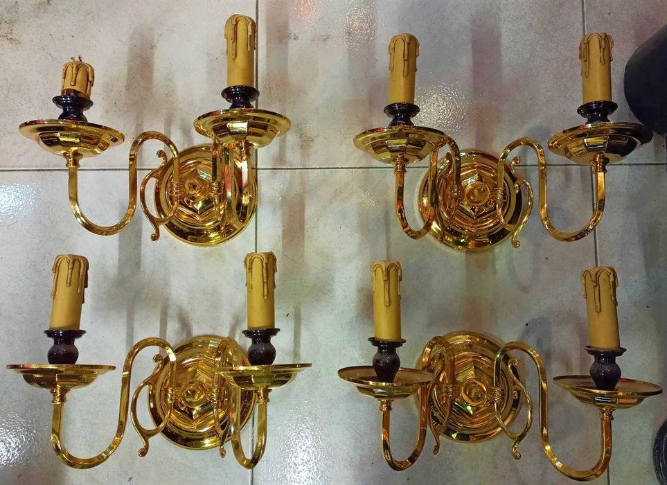 Apliques Metal Dourado 2 Lâmpadas