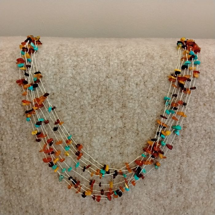 Naszyjnik bursztyn turkus