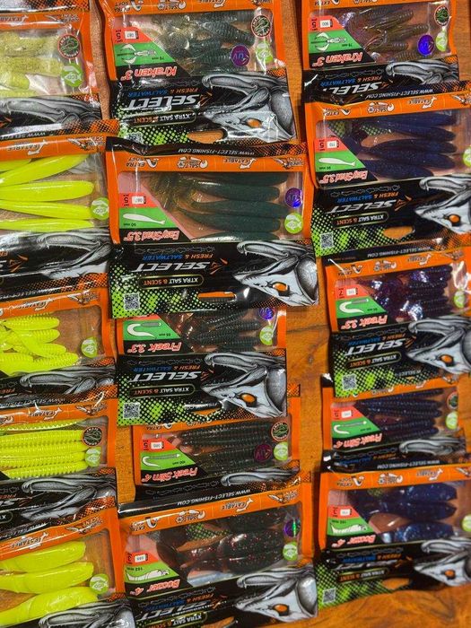 Силикон на щуку, окуня, судака Селект 3-3,3-3,5-4 дюйма; 1,8-2-2,2