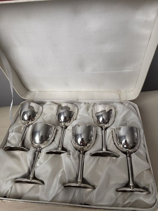 Srebrzone kieliszki do likieru/nalewek – Komplet 6 szt. – Vintage