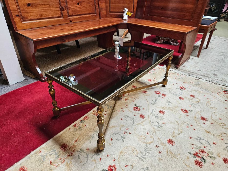 Mesa de centro em latão e vidro - óptimo estado geral