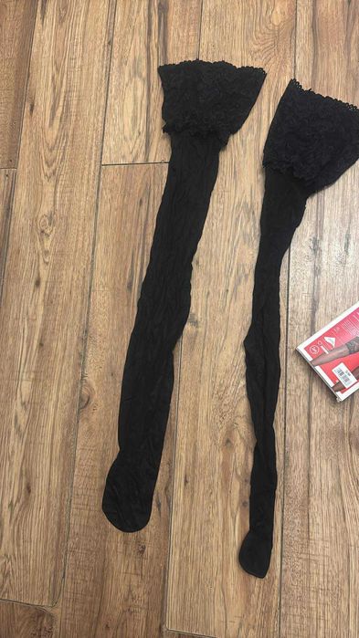 ponczochy samonosne z duza koronka lycra nowe