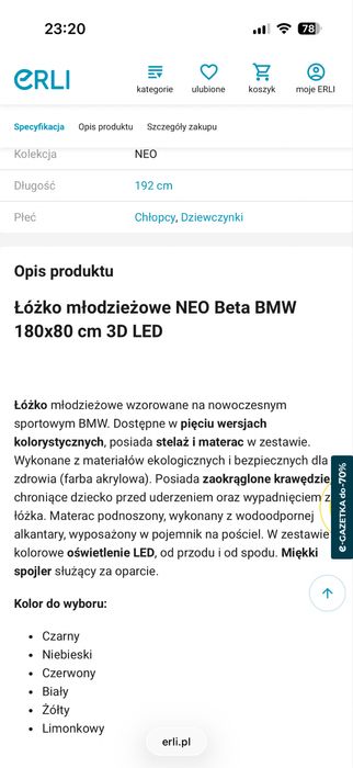 Łóżko dzieciece samochód BMW