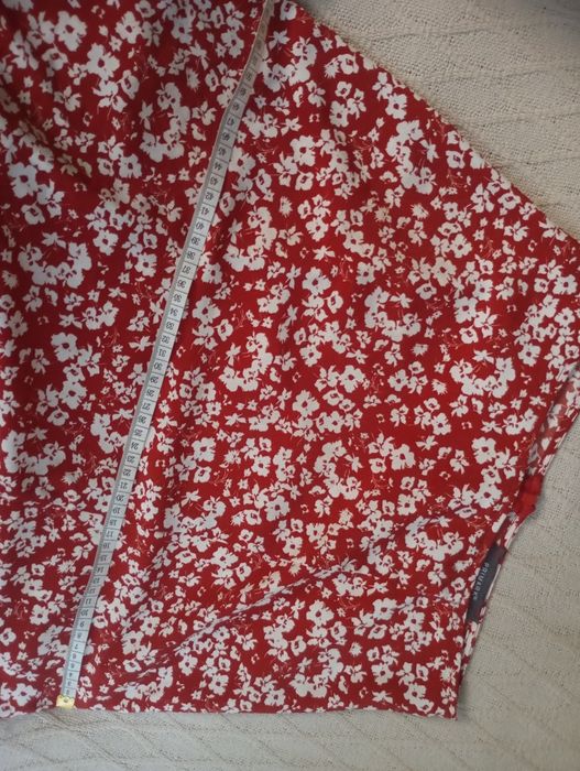 PRIMARK S-M długa czerwona spódnica midi maxi w kwiaty kwiatuszki