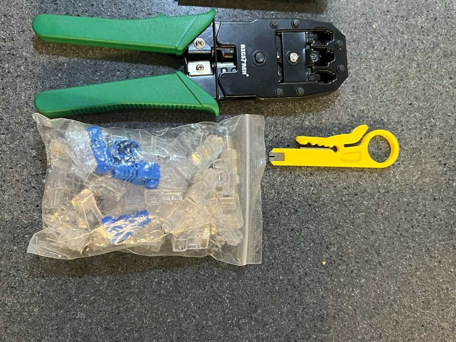 Tester sieciowy kabli zaciskarka wciskacz RJ45 zestaw