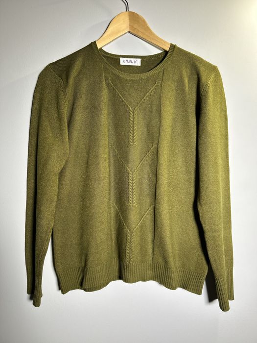 Kaszmir sweter khaki oliwkowy damski l 40 ciepły kaszmirowy miekki