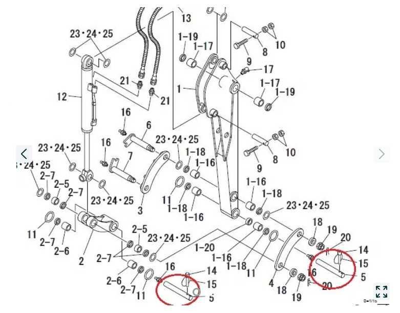 Sworzeń łyżki minikoparka Takeuchi TB016 TB216