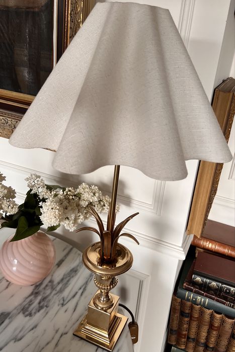 Maison Charles Boulanger Jansen Hollywood Regency 1970 vintage lampa palma ananas mosiężna mosiądz mosiądzu Francja Belgia unikat poszukiwana
