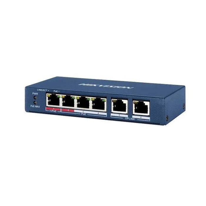 DS-3E0106HP-E Hikvision switch PoE 6 portów 60W 300m do monitoringu IP